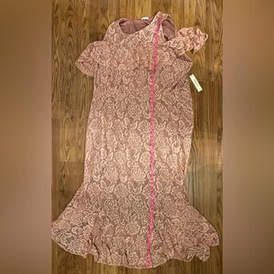 Light pink Riviera lace coldshoulder mermaid style maxi formal dress 5X KIYONNA